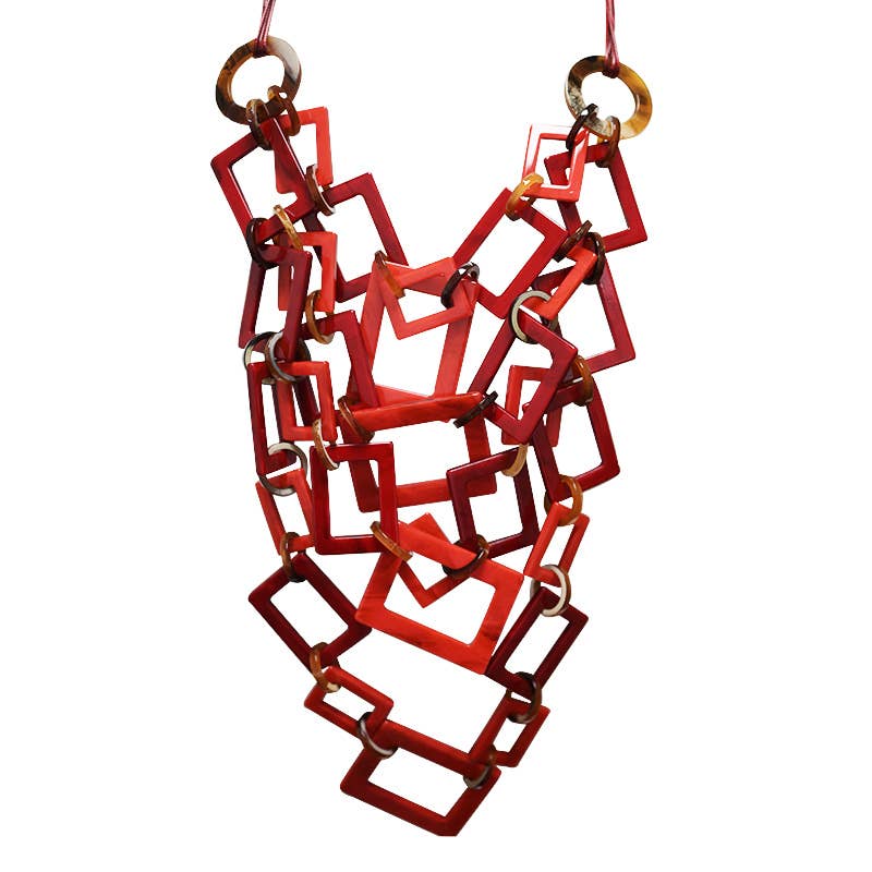 AMORINO SRL - Wholesale Link & Chain Necklace - MULTILAYER NECKLACE WITH RESIN RECTANGLES - FT24184B7601