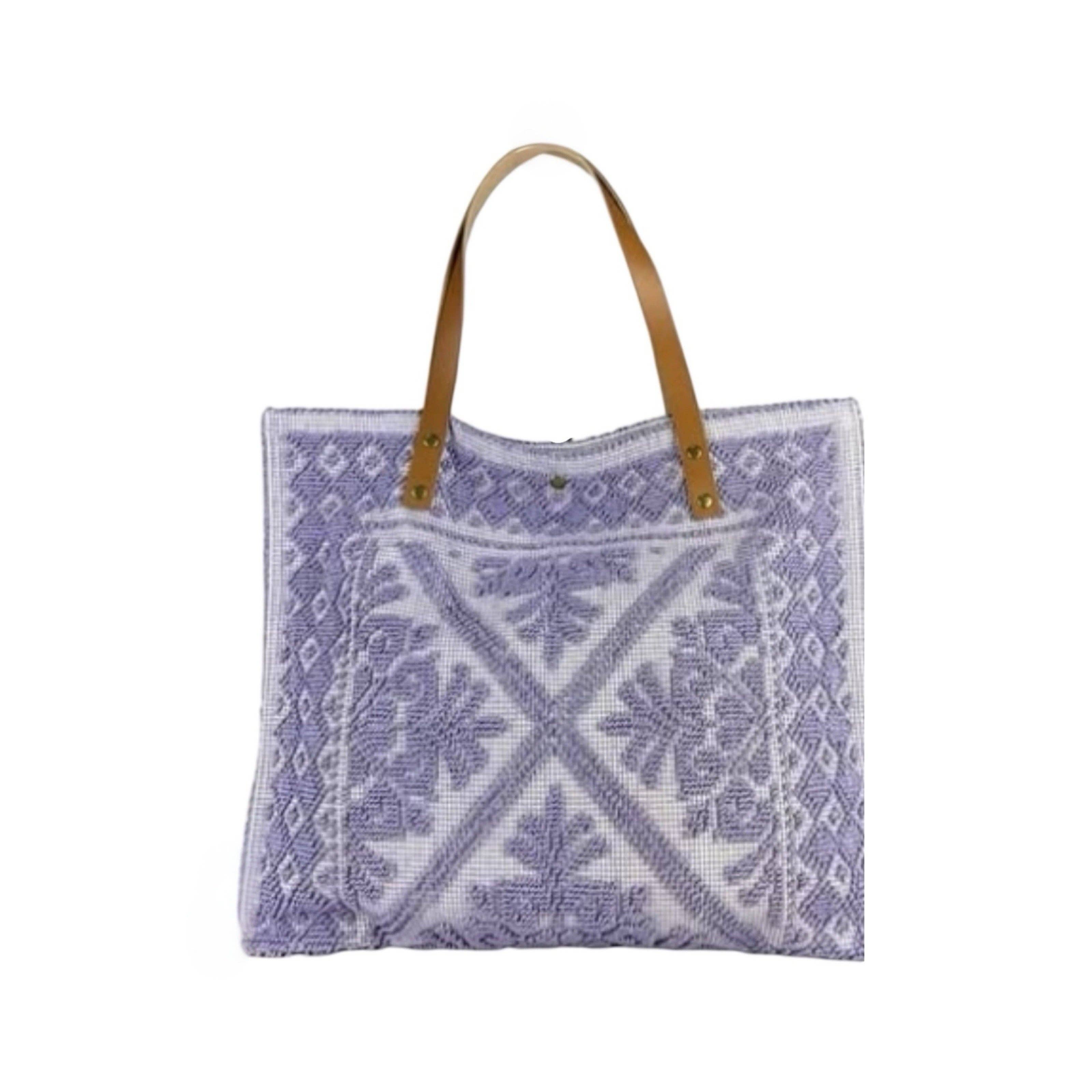 Louisa lee - Wholesale Shoulder Bag - Women's - LARGE TAPESTRY TOTE BAG TRIMMED WITH LEATHER8