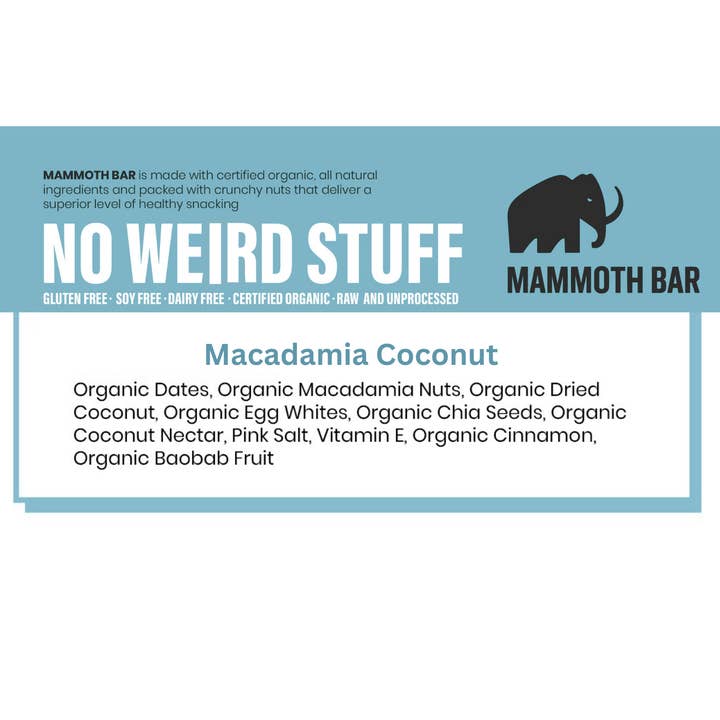 Mammoth Bar - Wholesale Snack Bar - Organic Gluten-Free Mini Macadamia Coconut Bar2