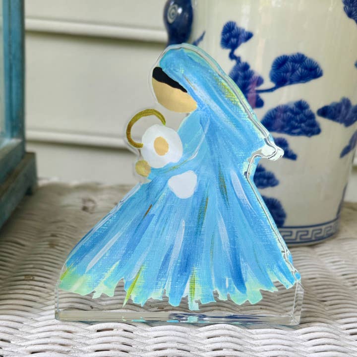 Lemondaisy Design - Wholesale Decorative Tabletop Object - Acrylic Block Madonna and Child Art1