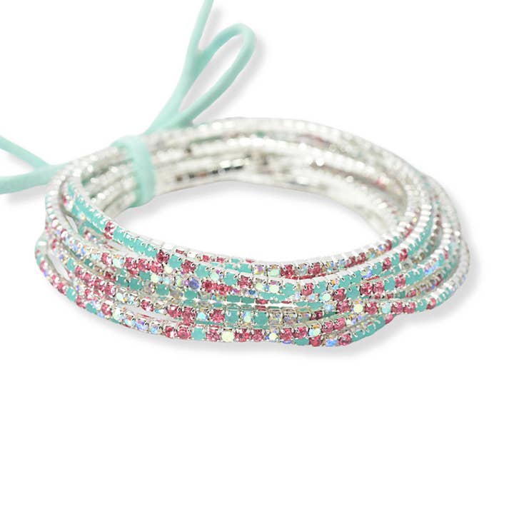 SOPHIA WHOLESALE - Wholesale Jewelry Set - Pave rhinestone multi layered stretch bracelet set 6572JF