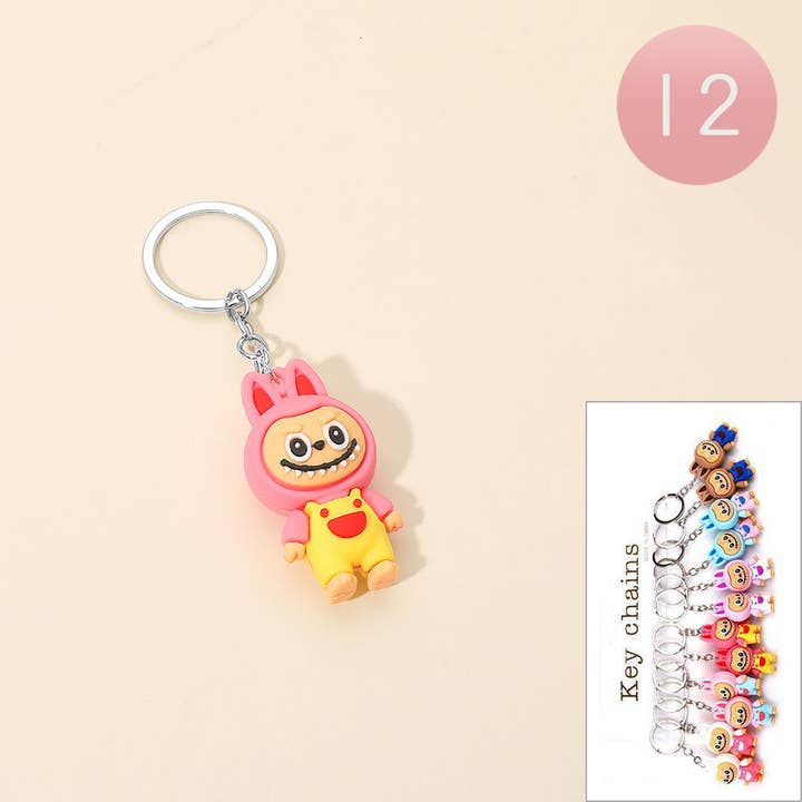 Sensibling Corp. - Wholesale Keychain - Unisex - 12PCS - Monster Bunny Character Figure Keychains