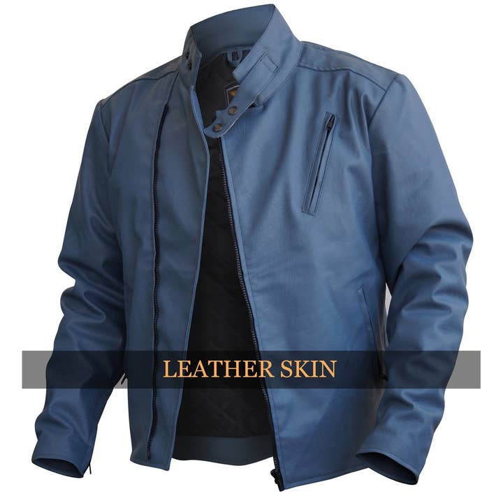 Leather Skin Shop - Vente Veste en cuir – homme - Veste en cuir synthétique gris pour homme1