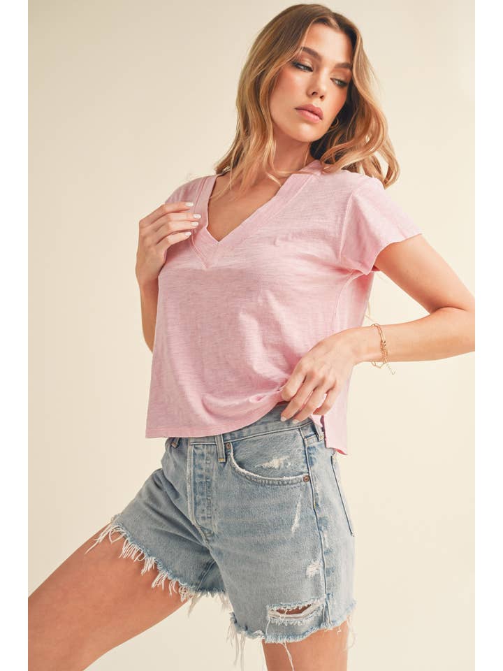 AEMI + CO - Wholesale T-Shirt - Women's - 8281DK Til V-Neck Baby Top17