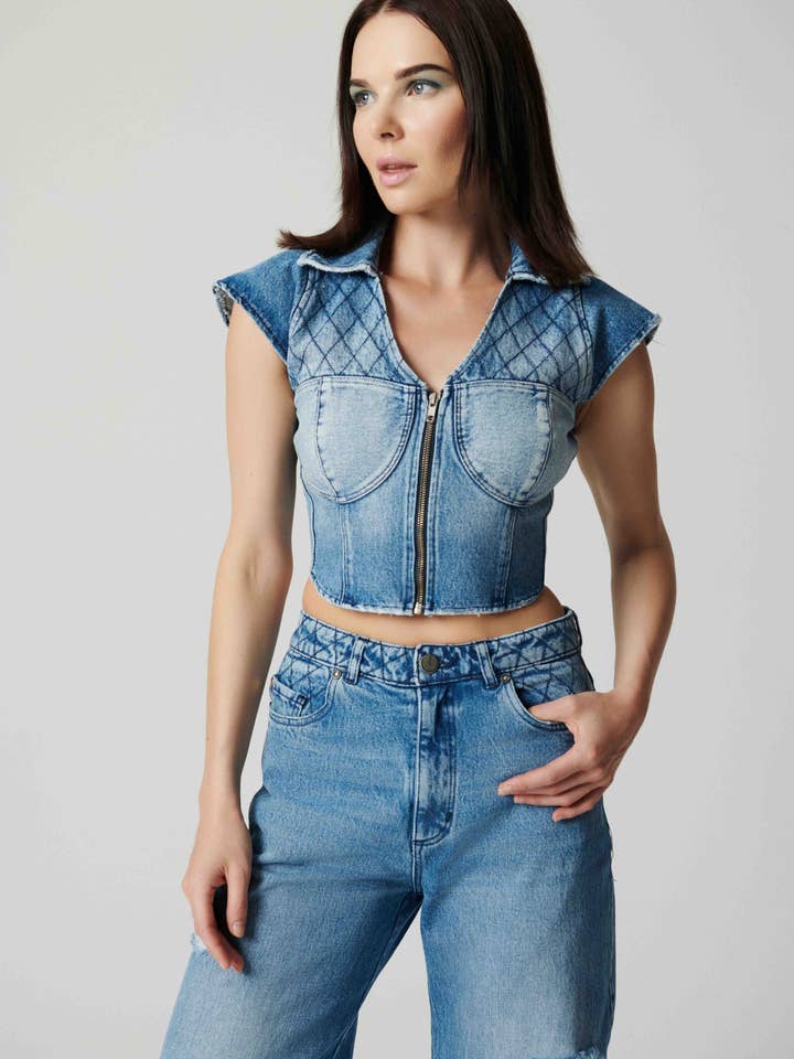 Amy Denim Corset for wholesale by Basakla