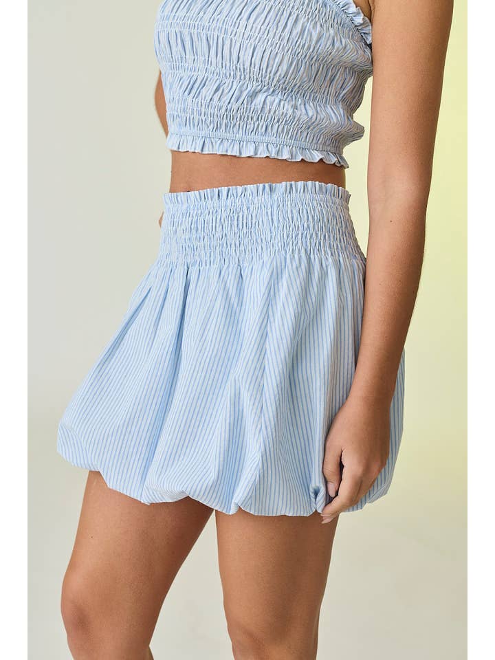 LT Blue PX50366 - Chloe Striped Smocking Bubble Hem Set for wholesale on Faire