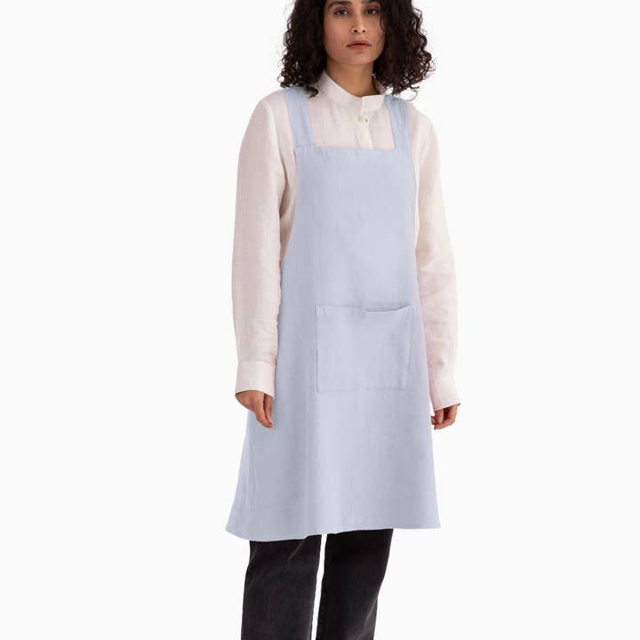 Live Linen - Wholesale Apron - Natural Solid Linen Cross Back Apron – Stylish Utility11