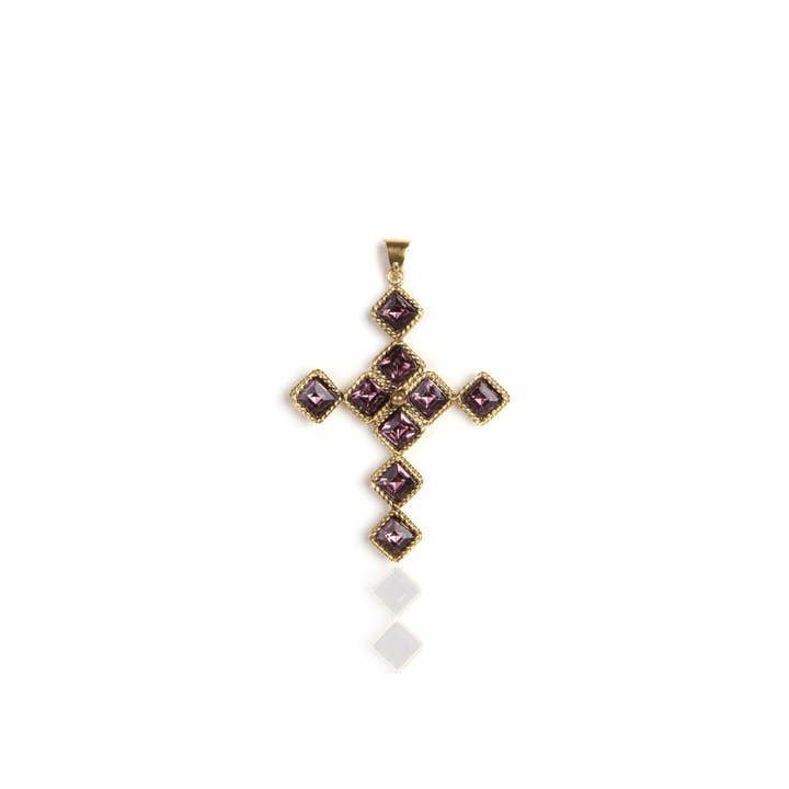Cruz de Brígida de Kildare Chica Encanto Espíritu Amatista - Oro para venta al por mayor de VSA Designs Inc.