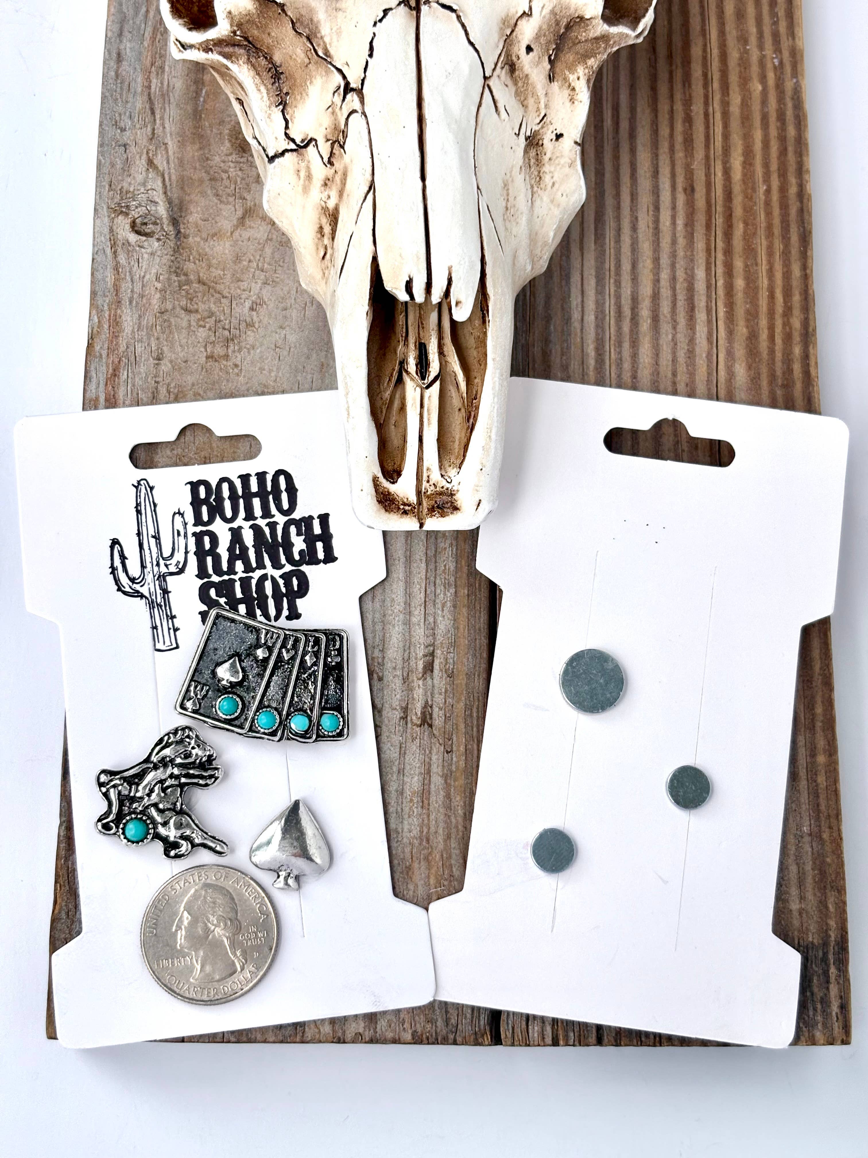 Boho Ranch Shop - Vente Accessoire pour chapeau – femme - Ensemble de 3 épingles magnétiques pour chapeau western - thème jeu de hasard de Vegas4