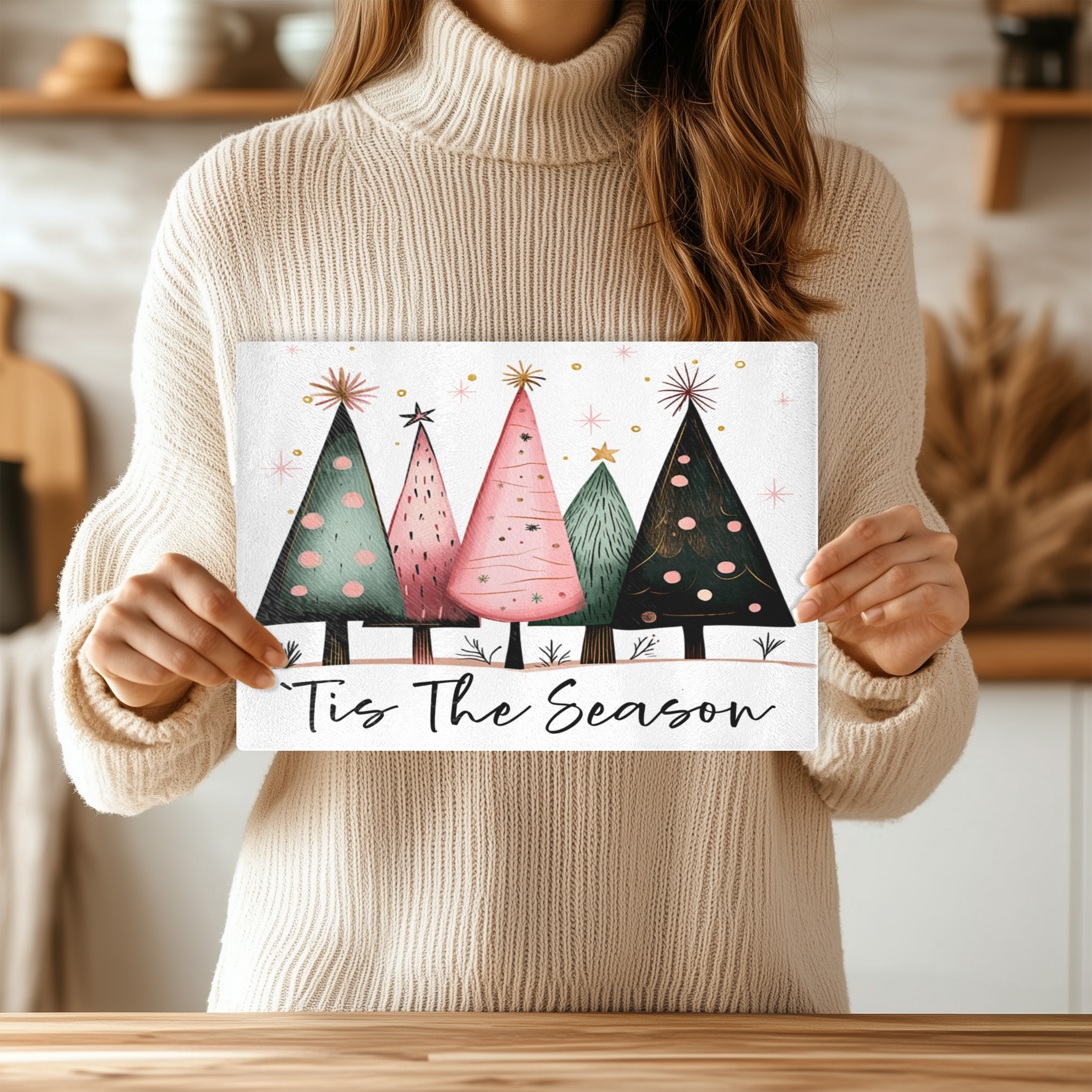 Fernville Creations - Vente Planche à découper - Planche à découper en verre trempé : Plateau de service Tis the Season0