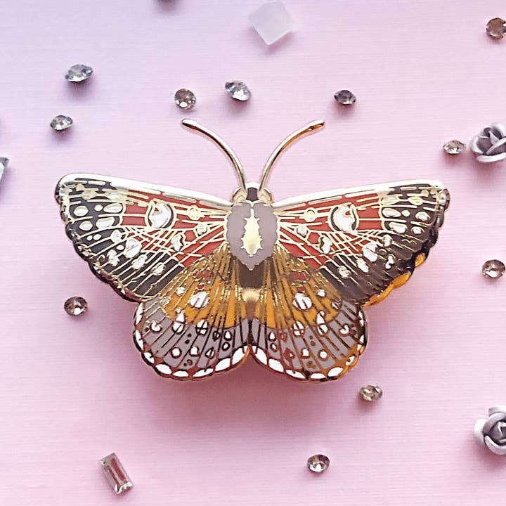 Alum and Ink - Wholesale Reversspeld/knoop - Mormon Metalmark Butterfly (Apodemia mormo) emaille speld7