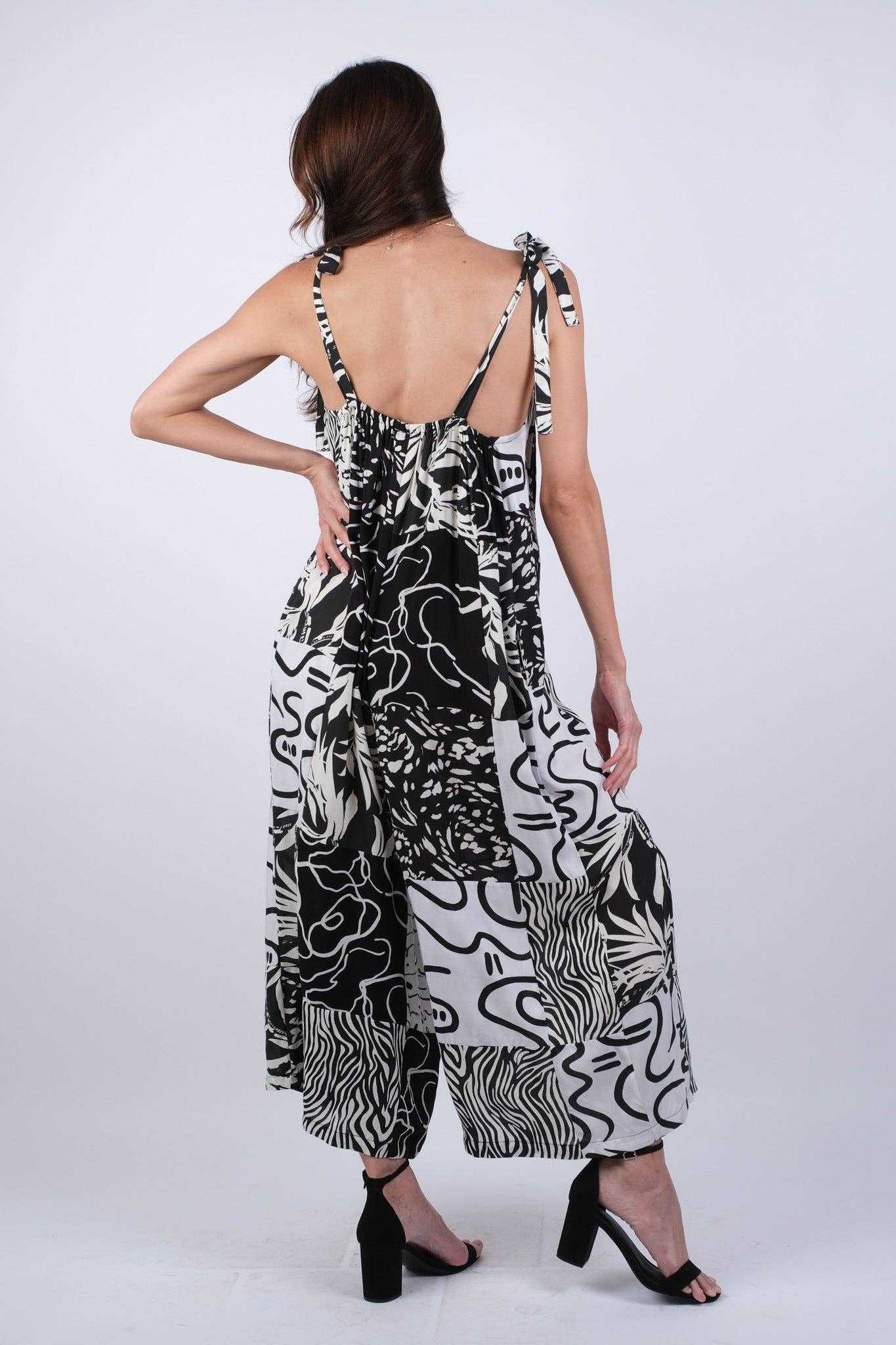 Sacred Threads - Vente Combishort – femme - Combinaison Patchwork Aura Noir & Blanc5