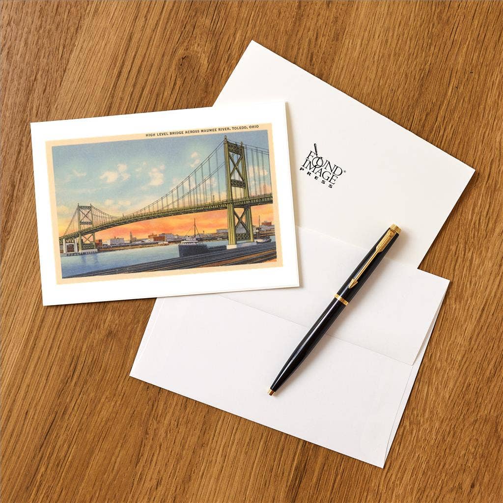 Found Image Press – Großhandel Briefpapier-/Postkarten-Set – Grußkarte OH-207 Brücke über den Maumee River, Toledo1