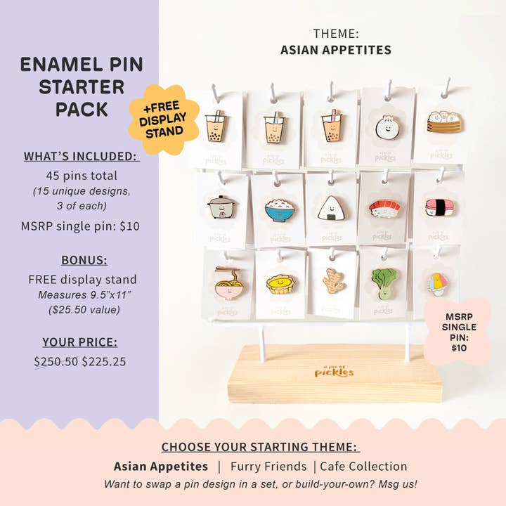 Apetitos Asiáticos 45 Pines Paquete de Inicio + Soporte de Exhibición de Mostrador GRATIS para venta al por mayor de A Jar Of Pickles