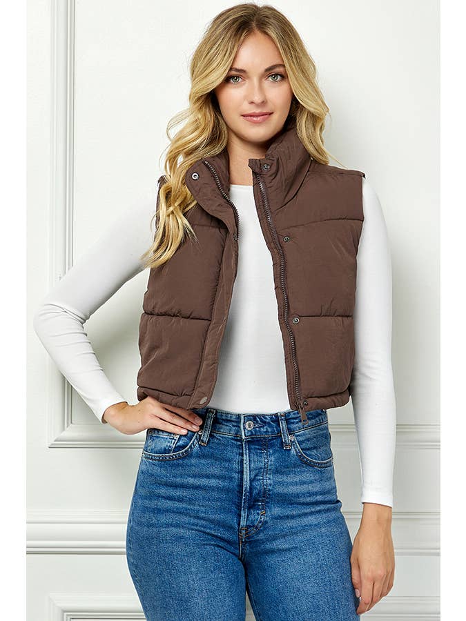 Veracci - Wholesale Puffer Jacket - Women's - Lightweig Padded Crop Puffer Vest, Sleeveless Puffer Vest
