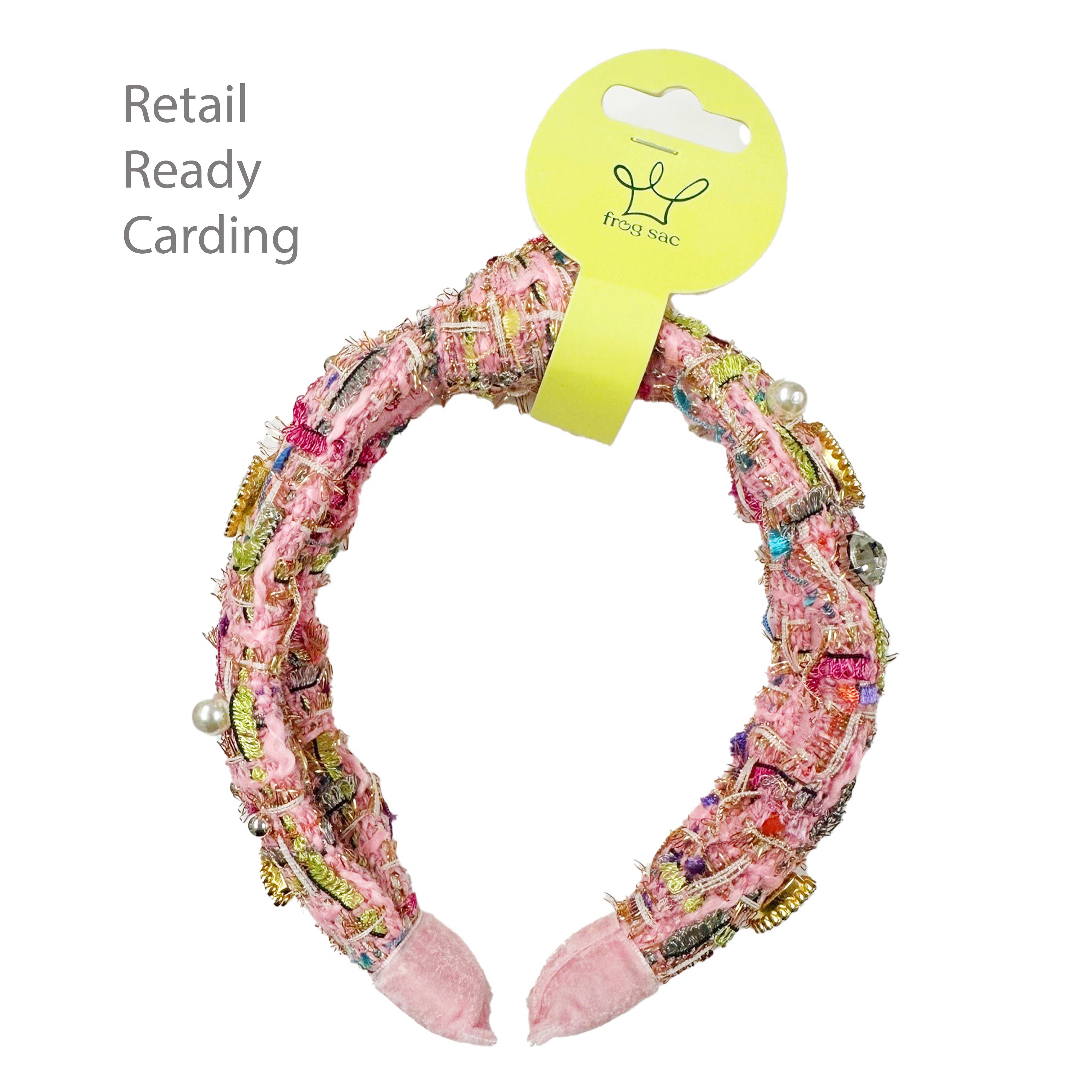 Frog Sac - Wholesale Fashion Headband - Kids - Kids Knot Headband - Embellished Rhinestone Pearl Tweed20