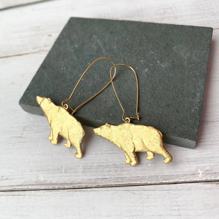 Red Truck Designs - Wholesale Dangle Earrings - Gold Bear Earrings Polar Bear Grizzly Bear Charm Earrings