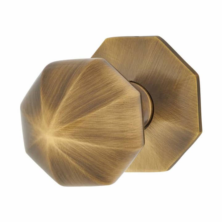 Heritage Brass by M Marcus Octagonal Centre Door Knob - 64mm Rose Diameter - Antique Brass for wholesale by Diybasket