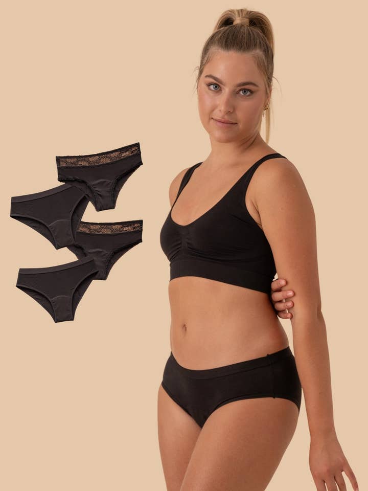 4 cuecas menstruais de algodão fluxo abundante Weekly por atacado de Anaissa