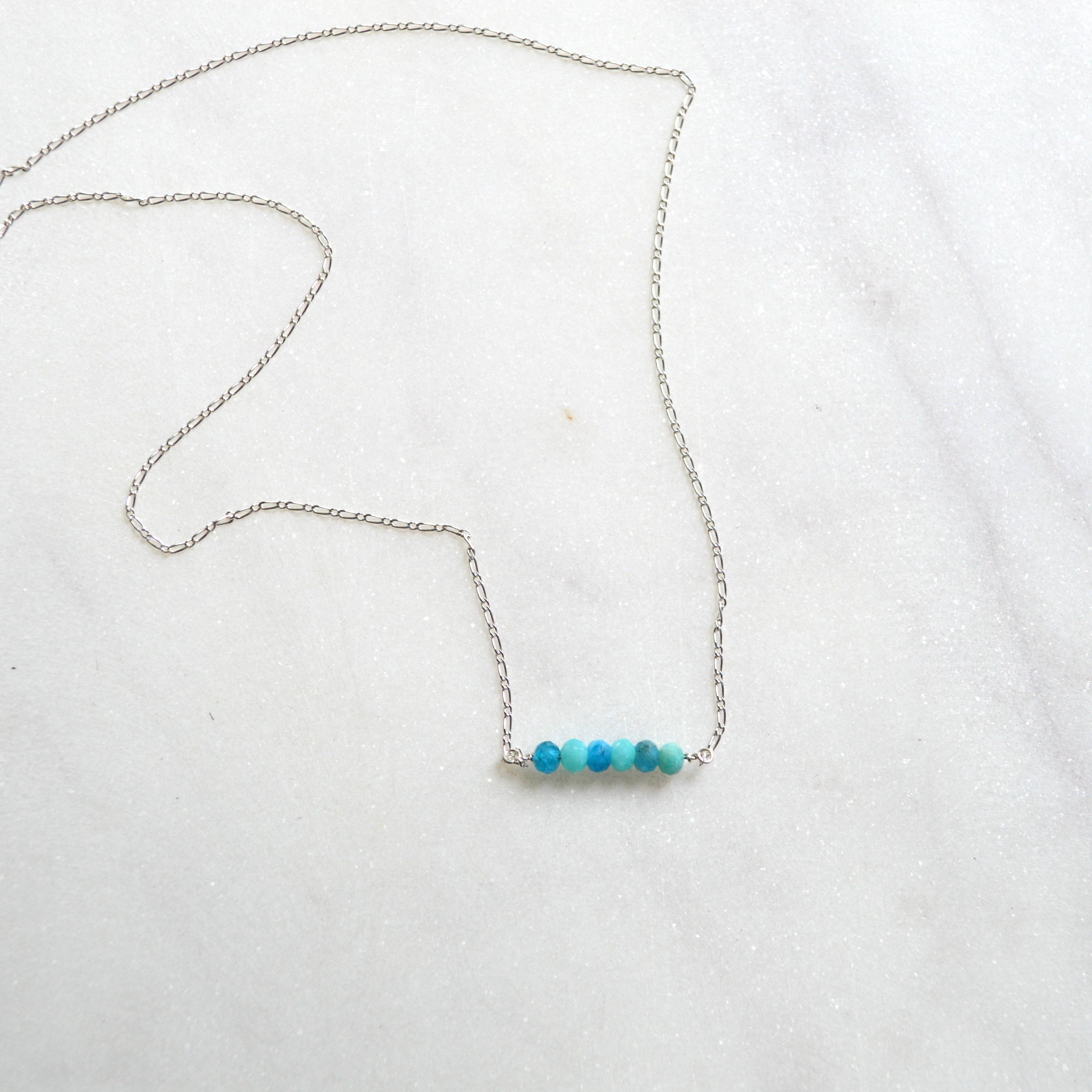 Salty But Sweet – wholesale Beaded/pearl necklace – Amazonite and Apatite Beaded Necklace Sterling3