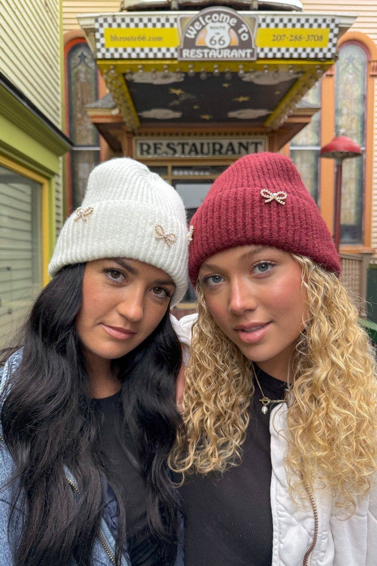 MiMi Wholesale - Wholesale Beanie - Women's - HTE0148 Three Pearl Bow Charm Cuff Beanie7