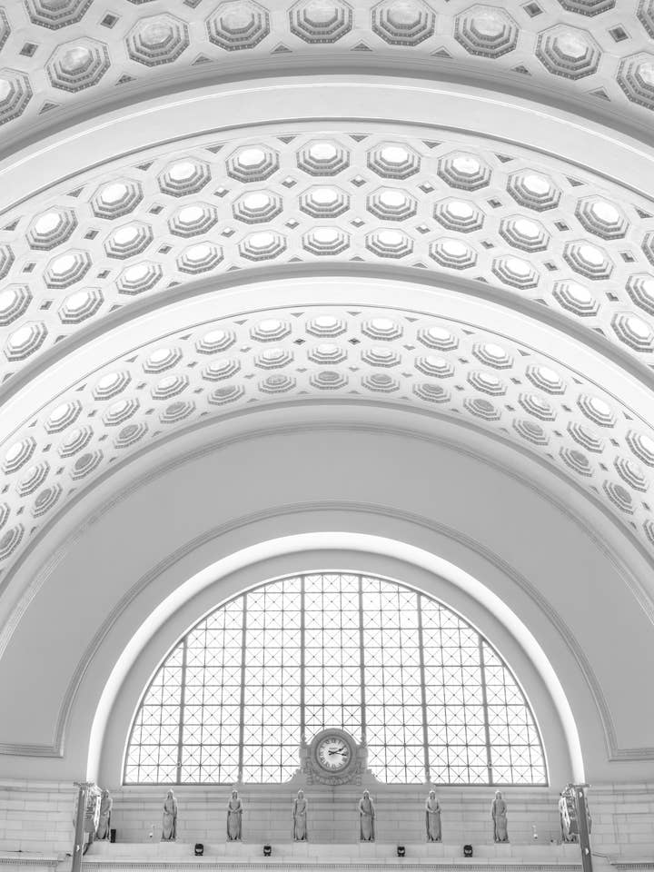 Washington, DC Print: Black and White Union Station for wholesale by JHK Photography Studio