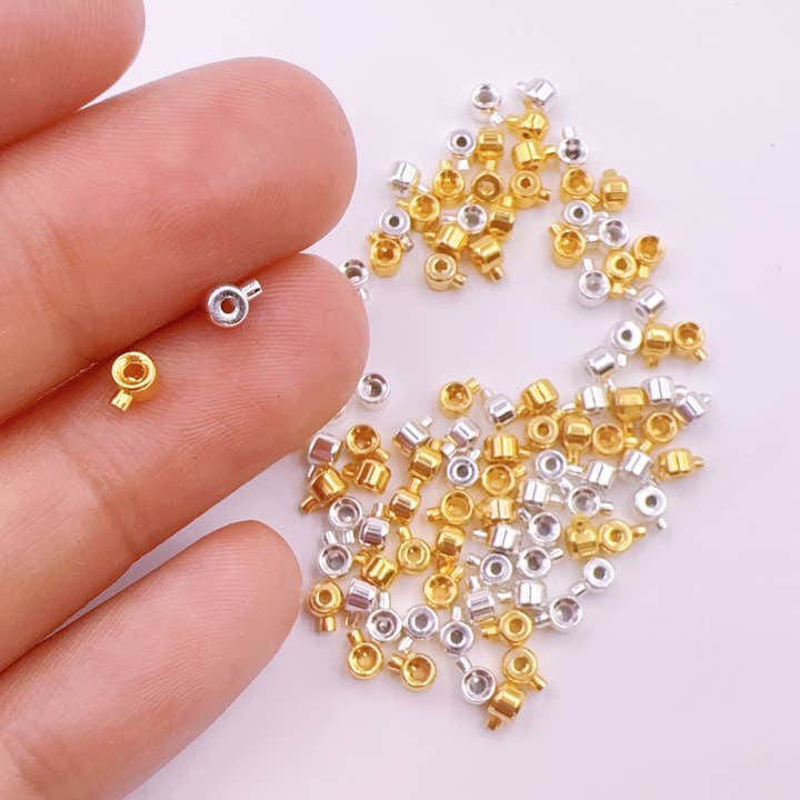 Vergoldete Quetschperlen, 5 Stück runde Drahtenden, Geschenk, DIY014 für den Großhandel von Beads Creation