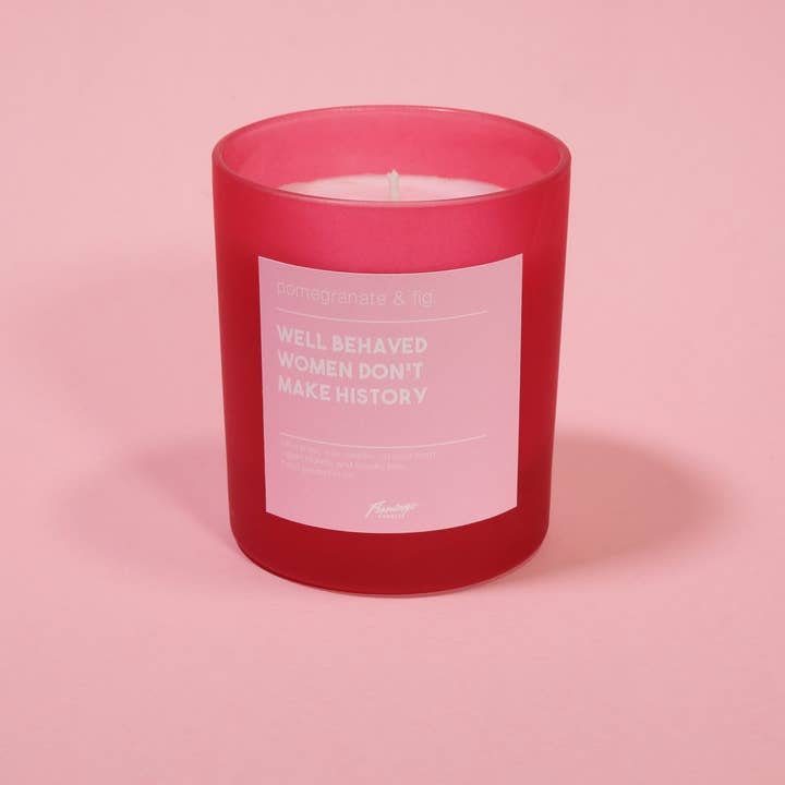 Flamingo Candles - Wholesale Jar/Filled Candle - Pomegranate & Fig Well Behaved Women Don’t Make History Frosted Red Jar Candle