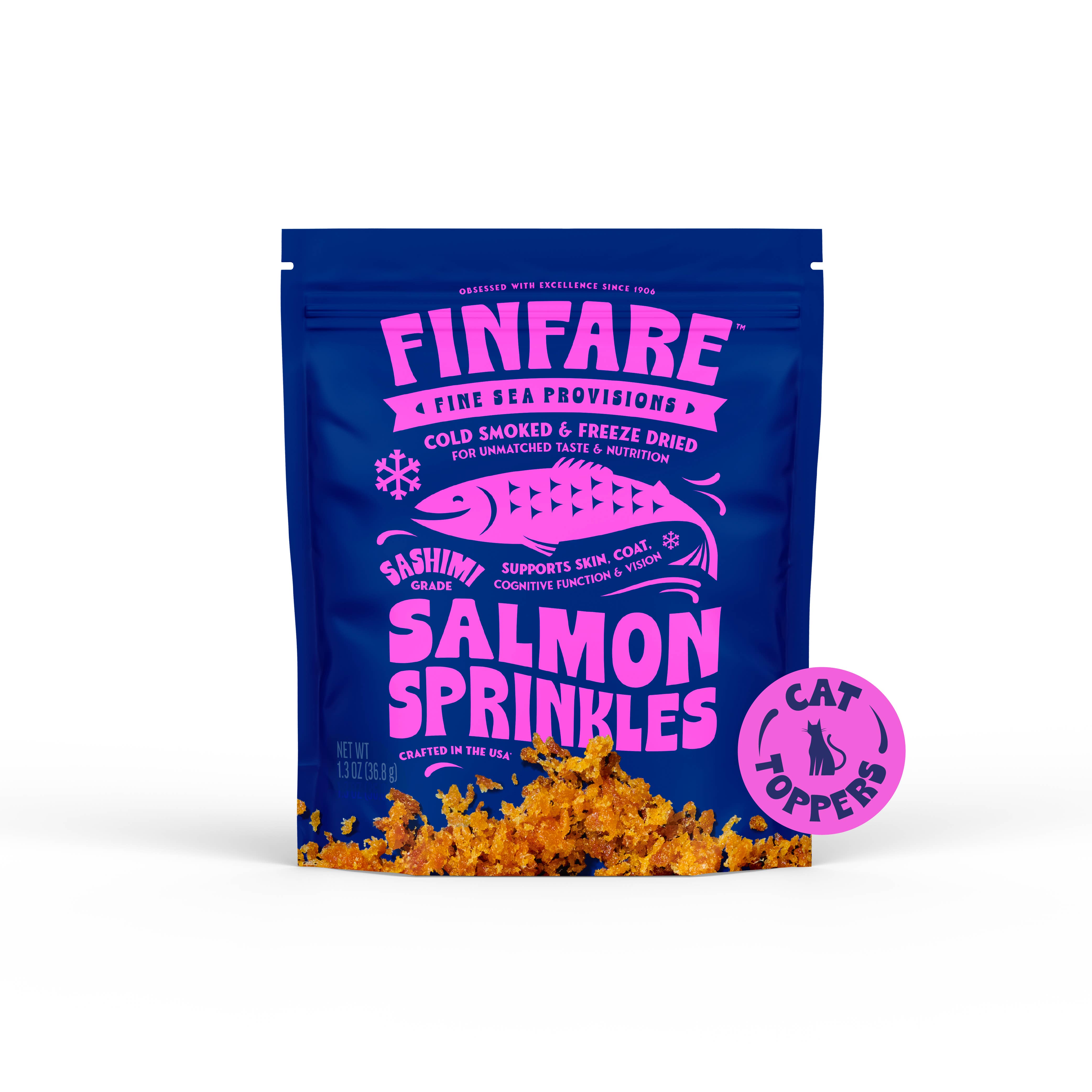 Finfare Pet Foods - Wholesale Pet Treats - Cat - Freeze-Dried Salmon Sprinkles (Topper) for Cats, 1.3oz
