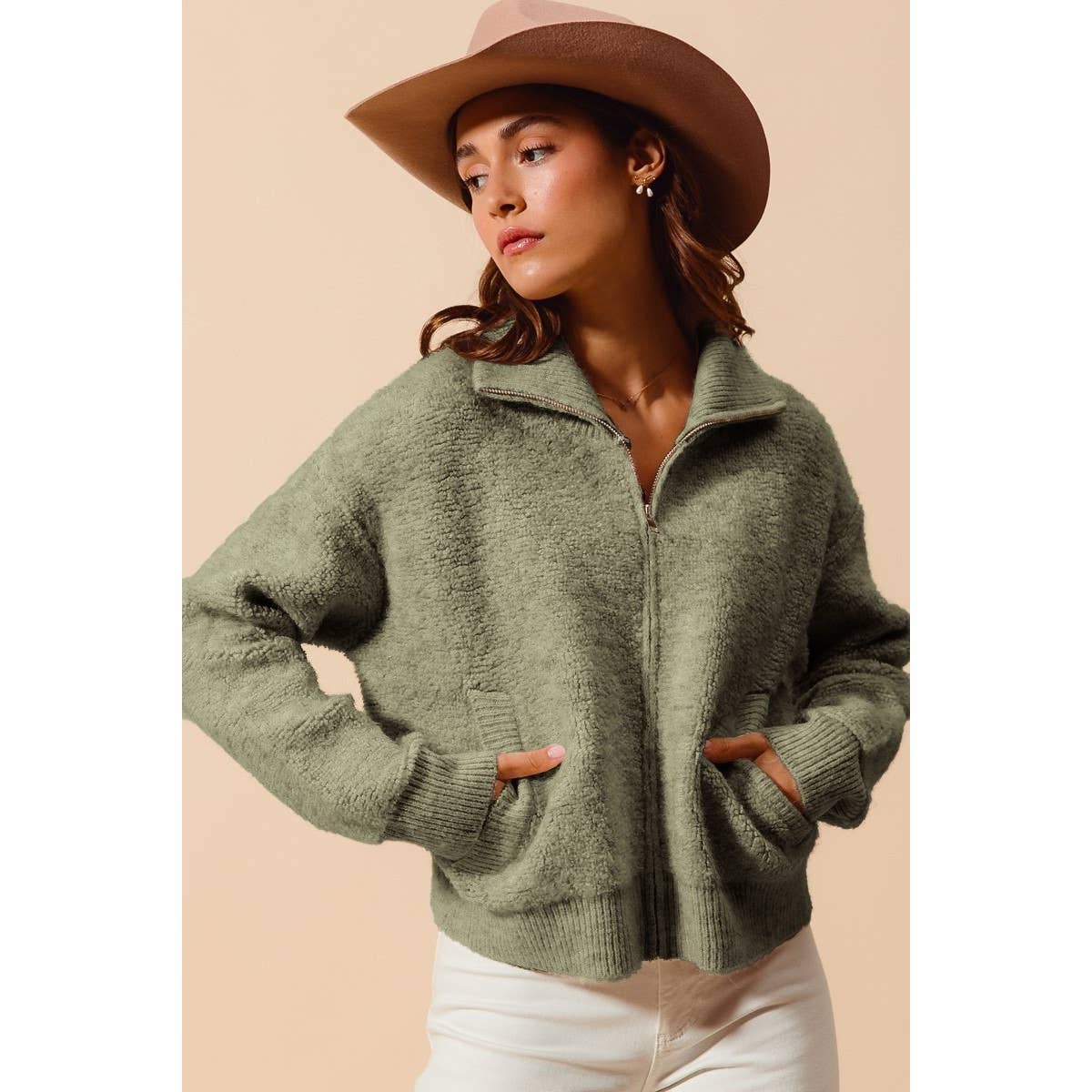 IVE - Vente Pull en maille – femme - Veste à col en maille moelleuse0