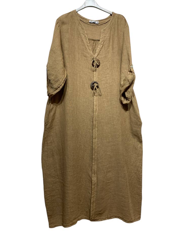 LINEN & COTTON HOUSE - Wholesale Dress - Women's - LINEN DRESS WITH SIDE POCKETS 94127