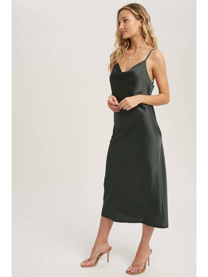 Bluivy - Wholesale Dress - Women's - SATIN DRAPED NECK MIDI SLIP DRESS14