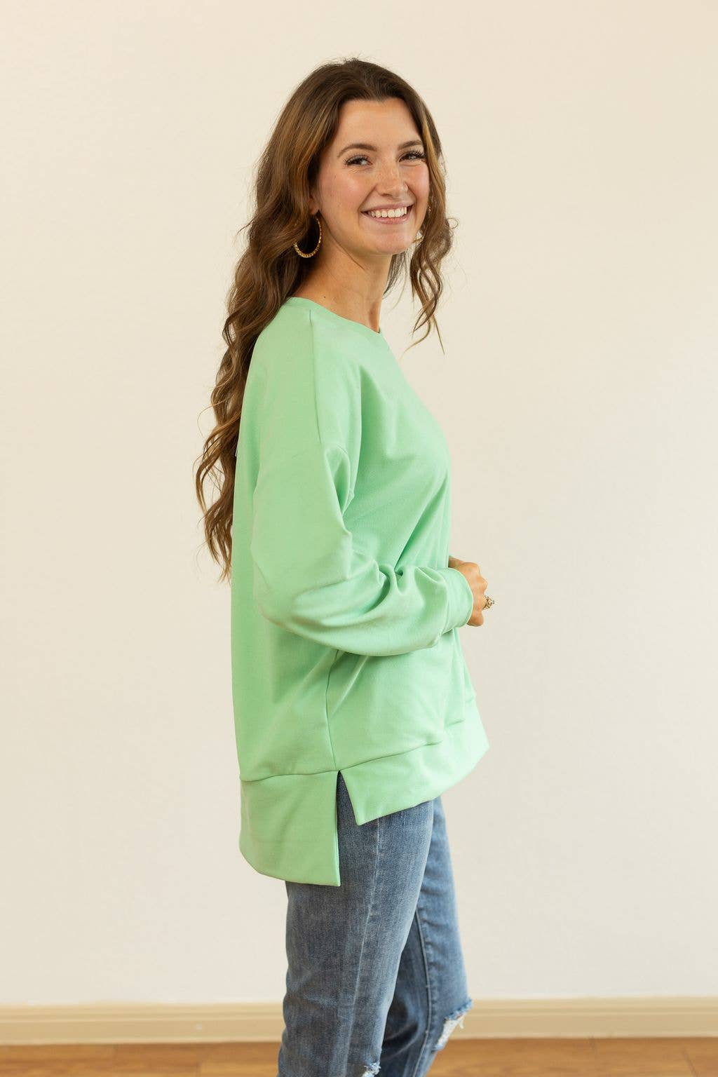 Micro fleece Crewneck, Sea Foam Green for wholesale on Faire1
