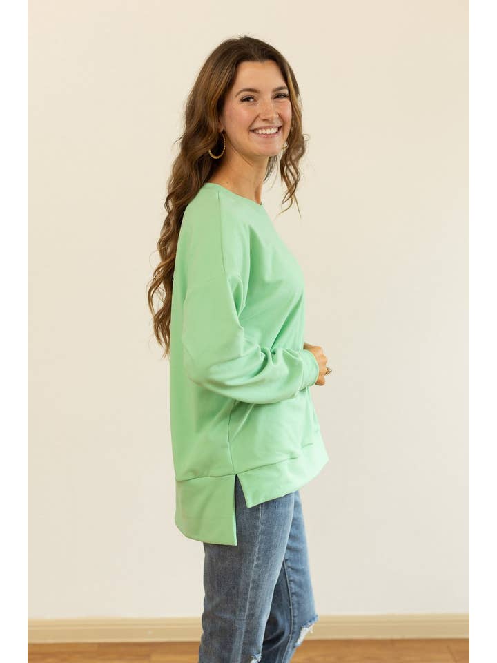 Micro fleece Crewneck, Sea Foam Green for wholesale on Faire1