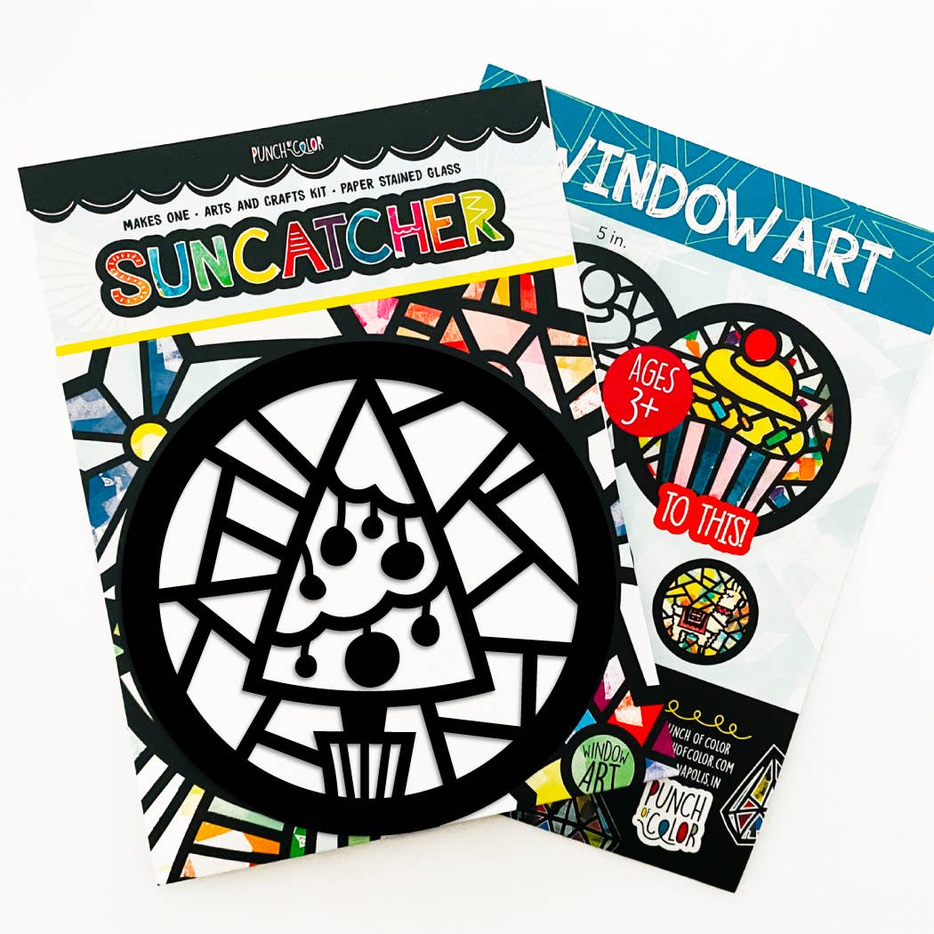 Punch of Color - Wholesale DIY Craft Kit - Kids - Holiday Tree Suncatcher Kit2
