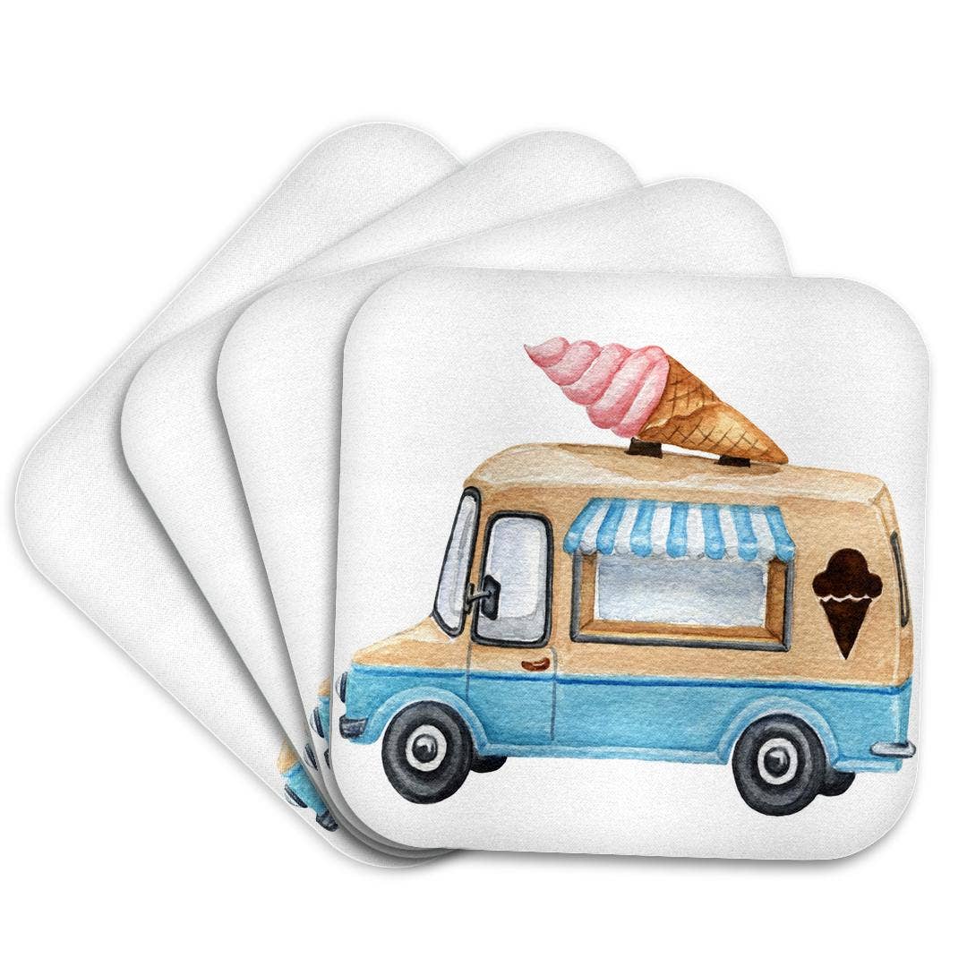 3dRose - Wholesale Coasters - 3dRose, Cute Ice Cream Truck Illustration, Coaster7