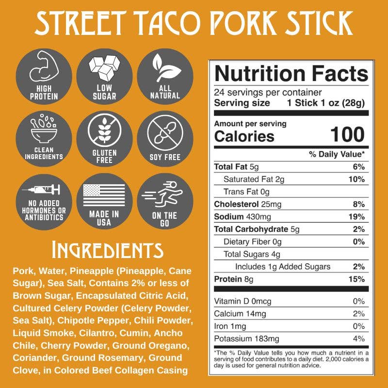 Righteous Felon Craft Jerky - Wholesale Jerky - Street Taco Pork Stick - 24 Pack1