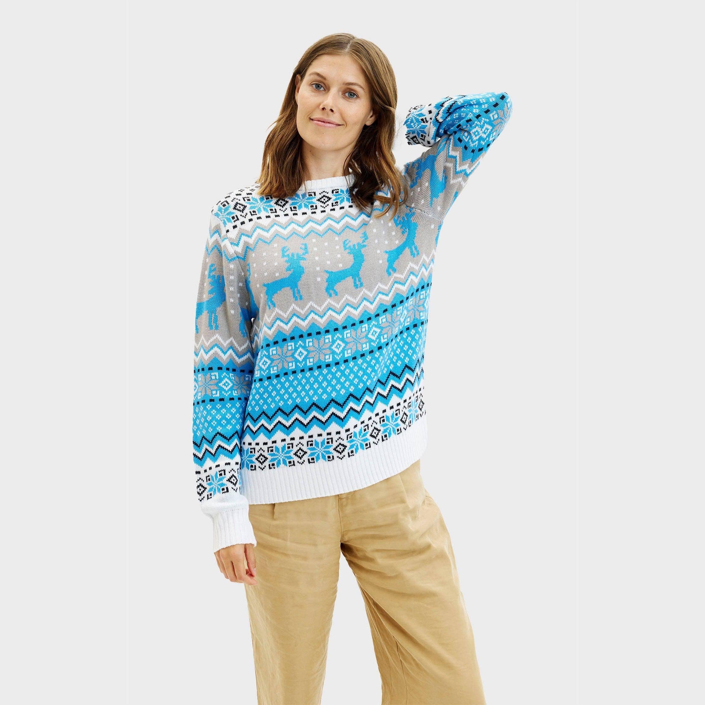Happy Seasons – wholesale Knitted jumper – Women′s – Traditionel blå julesweater – Kvinder3