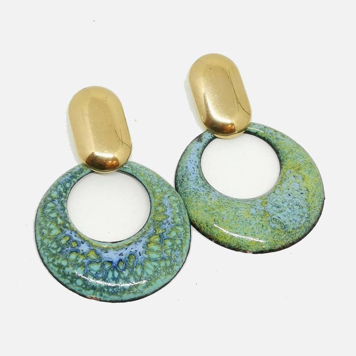 Boucles d'oreilles Marion - Collection Lagon pour la vente par Les Emaux Mline