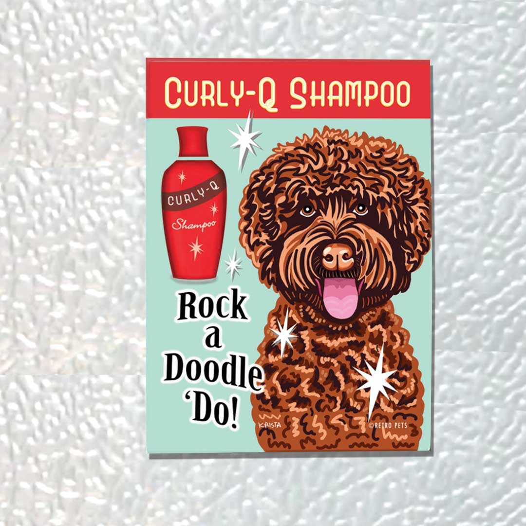 Retro Pets - Wholesale Magnet - MHP-139 Magnet 4-pack, Labradoodle, Choc. "Curly-Q Shampoo"2