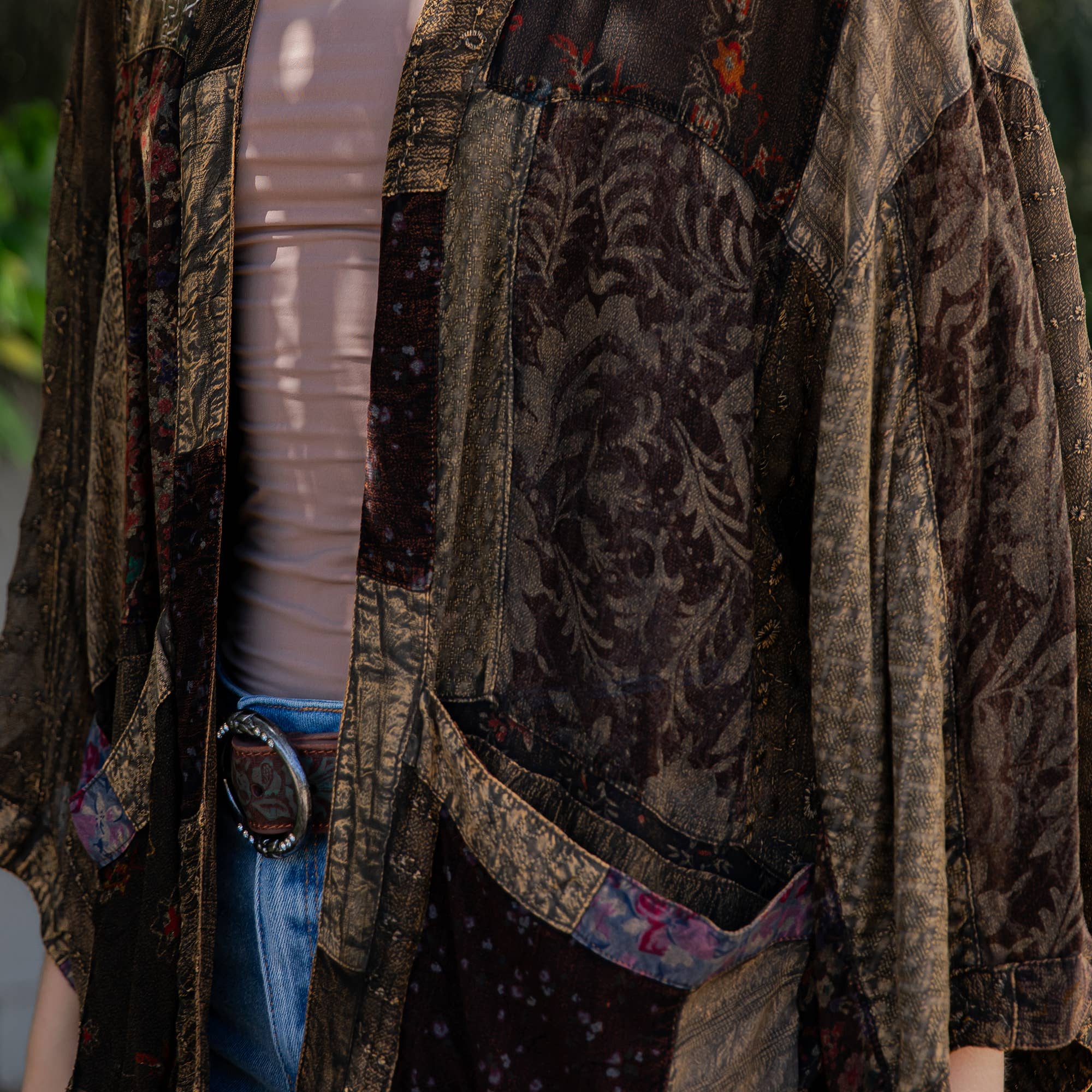 Young Threads - Wholesale Kimono - Women's - Kimono Top In Overdyed Mix N Match Patches - in 7 Color ways3