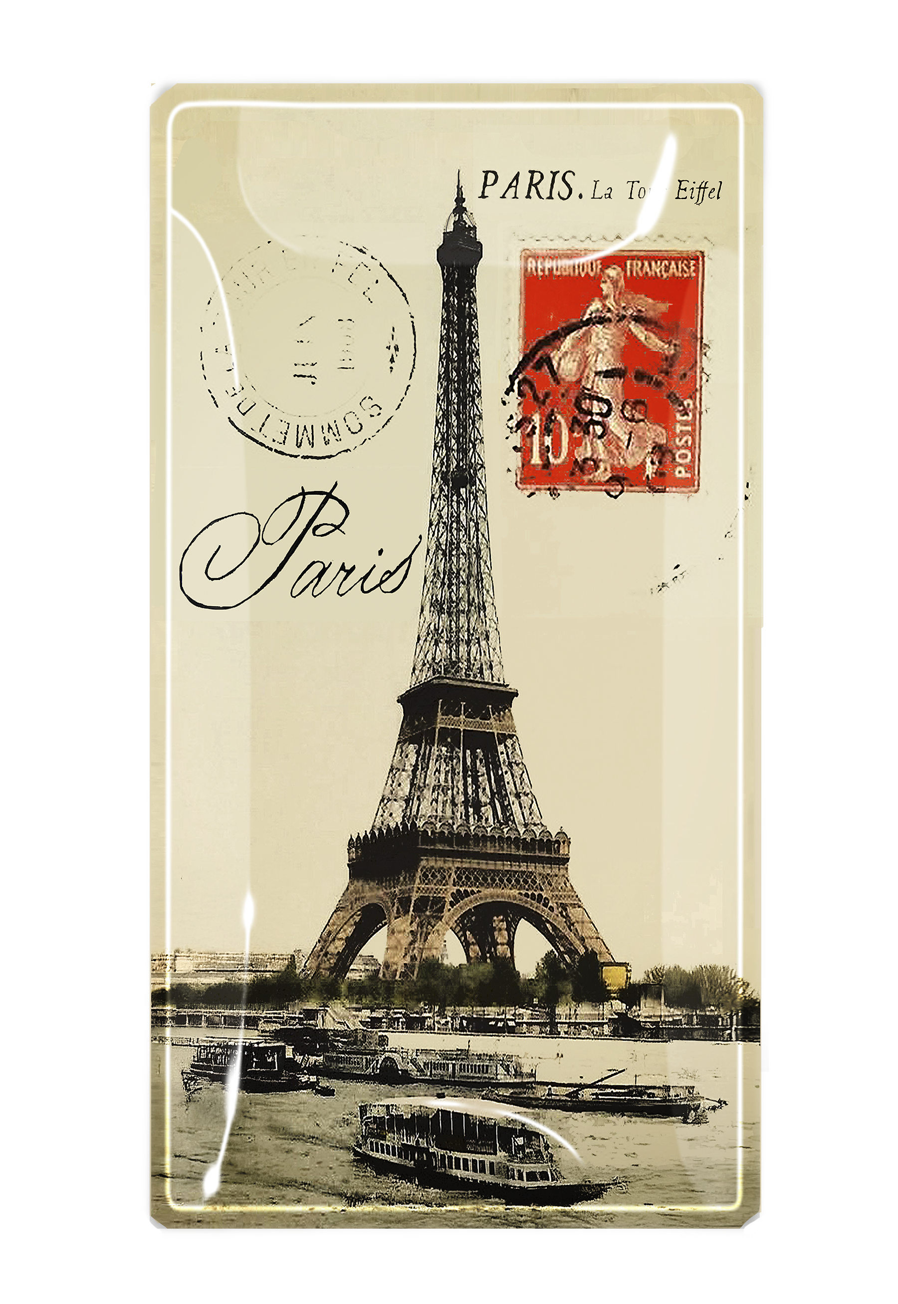 Ben's Garden - Wholesale Decorative Tray - Paris La Tour Eiffel Red Stamp Glass Decoupage Tray0