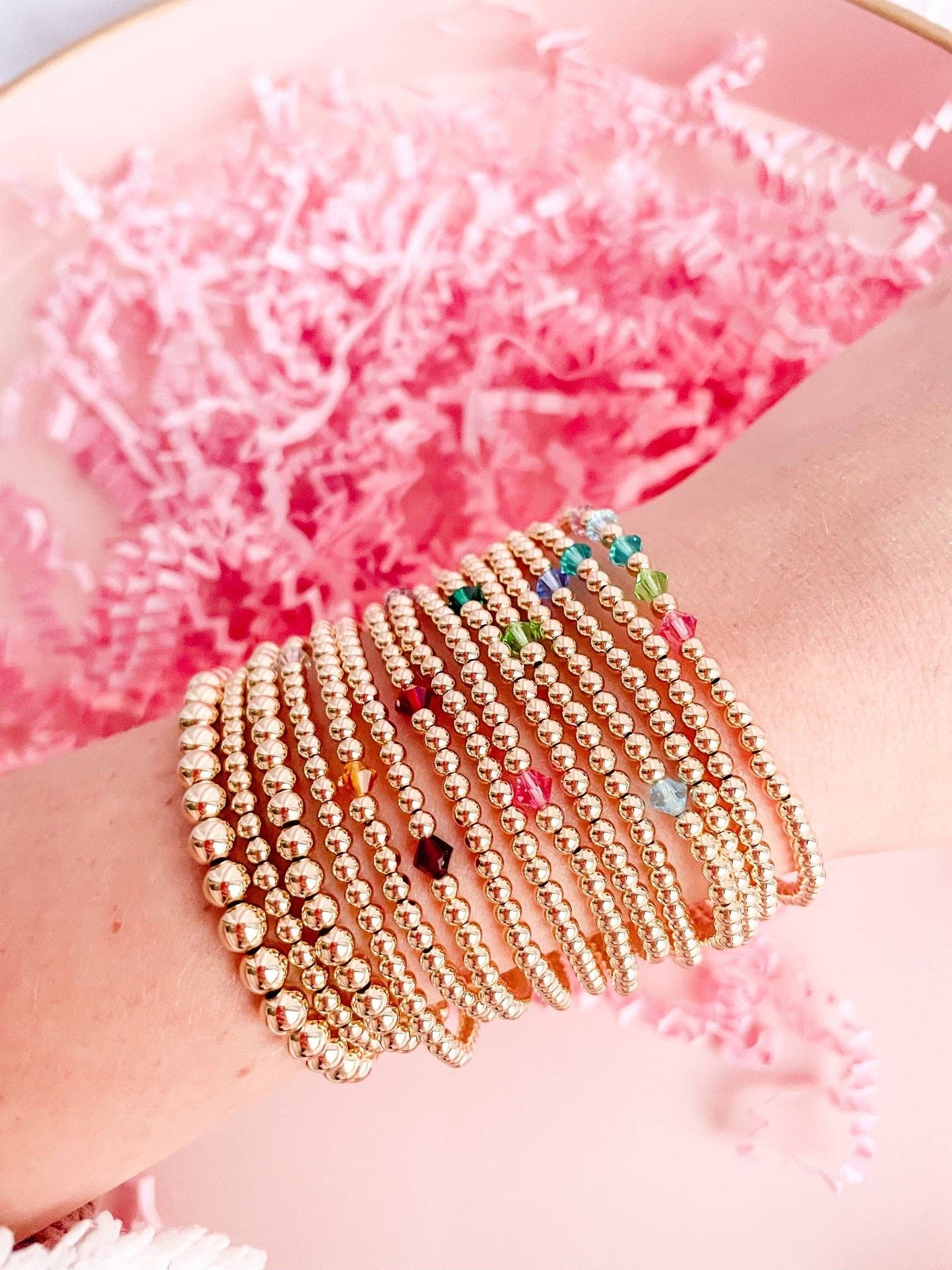 Beaded Blondes – Großhandel Perlenarmband – Birthstone Swarovski-Armband-Kollektion, 12 Stück