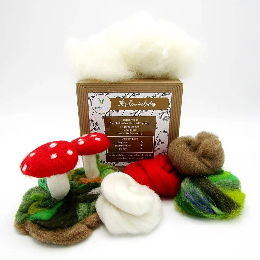 Feather Felts – wholesale Craft sewing kit – Toadstool - Needle Felting Kit3