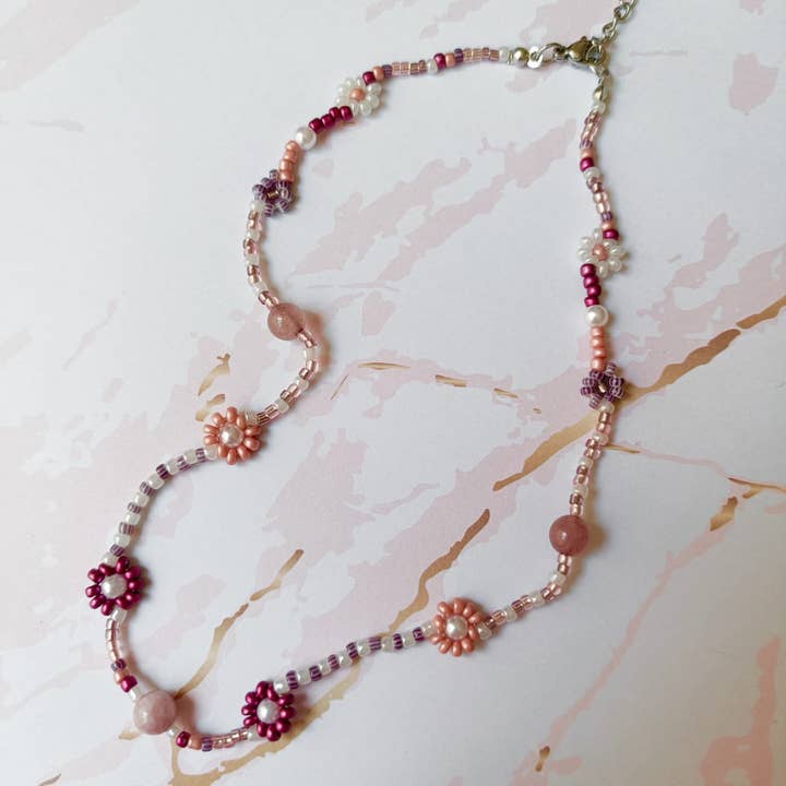 Beaded necklace | Natural stones | Lepidolite for wholesale by Kolorya