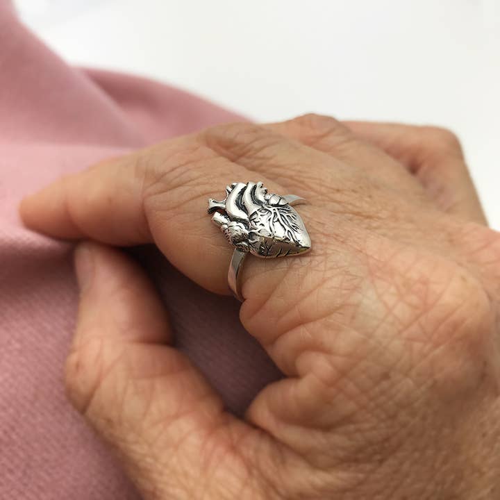 Nina Designs - Wholesale Cocktail/Statement Ring - Sterling Silver or Bronze Anatomical Heart Ring