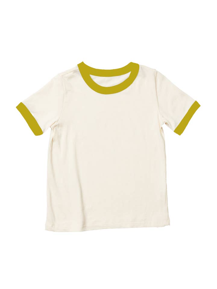 Blank Kids Shirts - Mustard Yellow - Retro Ringer for wholesale by Polished Prints
