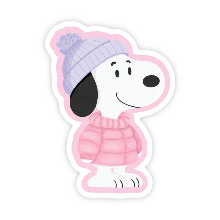 Cozy Winter Snoopy - Christmas Peanuts Vinyl Sticker for wholesale by Simple Whimsy