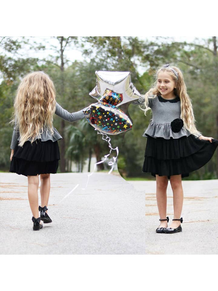 SISSYMINI – Engroshandel Kjole - Børn – Peplum Lange ærmer Flæser Kjole Småbørn & Piger| LV3610