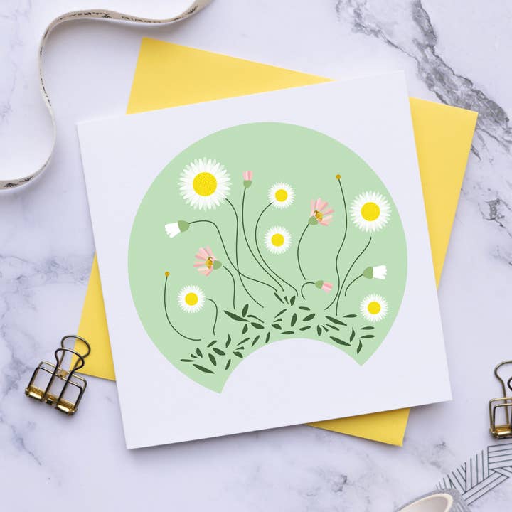 Petite Carte - Fleurs de Fin d'Été - Erigeron pour la vente par Twenty Birds